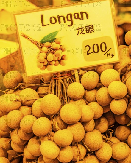 Longan fruit, dragon's eye, silk tree plant (Dimocarpus longan), Iconsiam shopping centre, Bangkok,