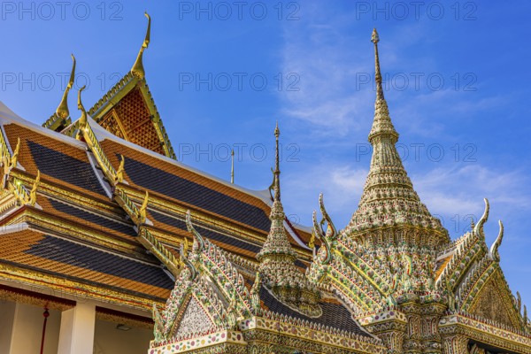 The Grand Royal Palace, Wat Phra Kaeo Buddhist Temple, Chedi Temple Towers, Buildings with