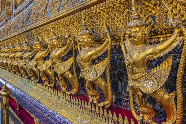 The Grand Royal Palace, Wat Phra Kaeo Buddhist Temple, guarded by Yakshas, Phra Nakhon, Bangkok,
