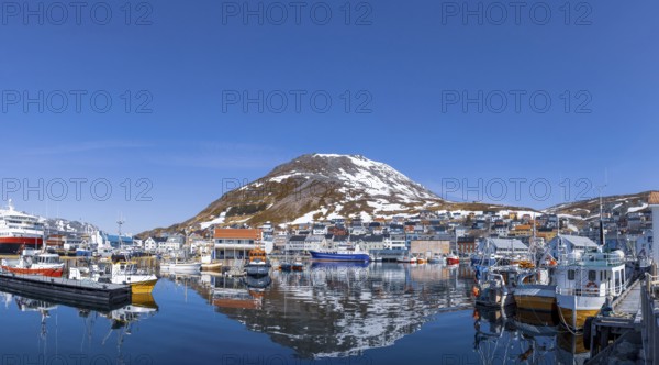 Honningsvag bay, island of Mageroya in Finmark county, Norway. Famous cruise and tourist