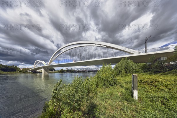 Beatus-Rhenanus Bridge, architect Marc Barani, pedestrian and tram bridge, Rhine river, border