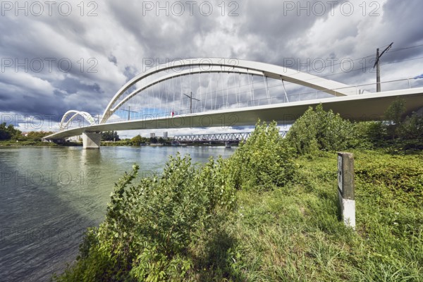 Beatus-Rhenanus Bridge, architect Marc Barani, pedestrian and tram bridge, Rhine river, border