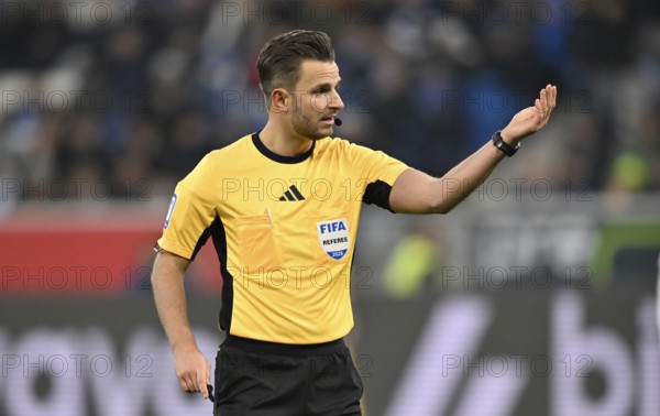 Referee Daniel Schlager Gesture PreZero Arena, Sinsheim, Baden-Württemberg, Germany