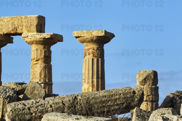 Ruin, Doric temple, columns, destruction, ancient Greek city Selinunte, acropolis, Doric building