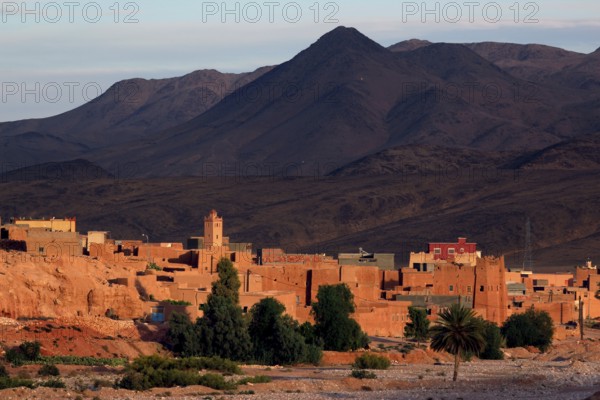 Tinerhir with traditional architecture nestled in a rocky desert landscape, Tinerhir,