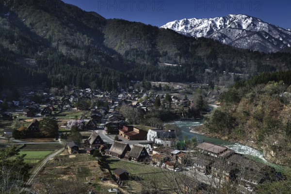 Shirakawa-go nestled in the Japanese Alps, traditional architecture and nature, Shirakawa, Gifu,