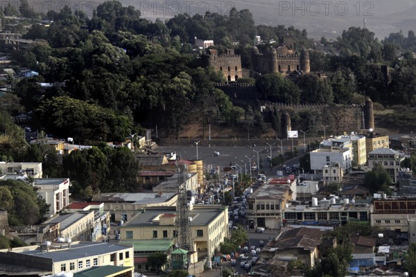 Panoramic view of Gondar with Gemp in the background and surrounding town