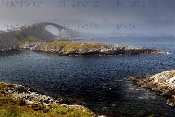 Storseisund Bridge stretches elegantly across the sea at the Atlantic Strait, Atlanterhavsveien,