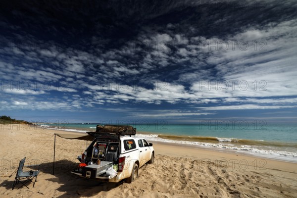 Cable Beach car beaches with off-road vehicles and relaxed atmosphere, Broome, Western Australia,