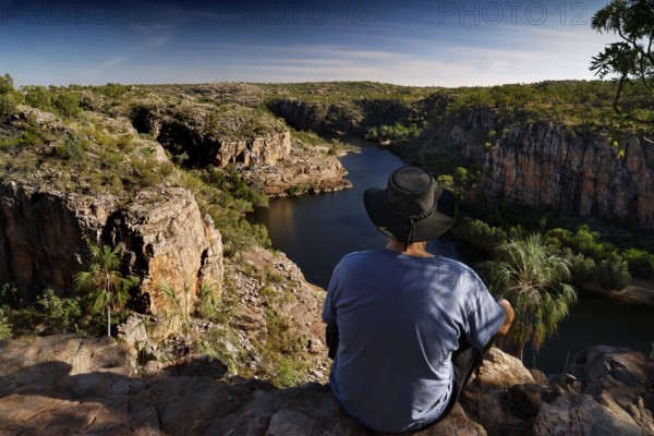 View from Pat's Lookout over picturesque Katherine Gorge in Nitmiluk NP, Nitmiluk National Park,