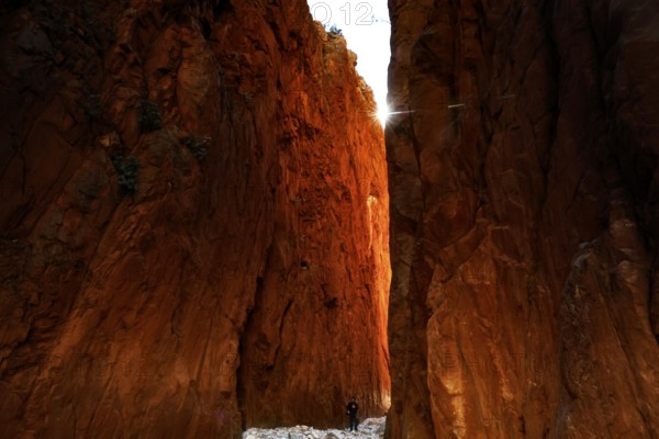 Impressive red rocks of Standley Chasm with dramatic light incidence, Standley Chasm, Northern