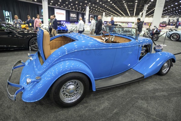 Detroit, Michigan USA - 14 January 2026 - A Ford 'Tool Time' roadster with a rumble seat on display