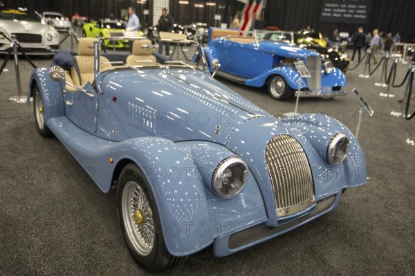 Detroit, Michigan USA - 14 January 2026 - A 2025 Morgan Plus Four on display in The Gallery, a