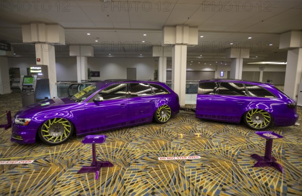 Detroit, Michigan USA - 13 January 2026 - KPMF showed a purple vehicle with Lionhart Tires and an