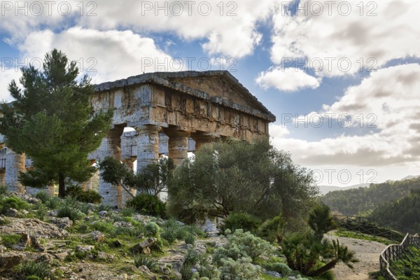 Elymian Doric Temple, Ruins, Ancient City of Segesta, Archaeological Site on Monte Barbaro,
