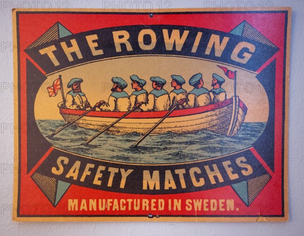 Cardboard sign, advertising sign, Tändsticksmuseet match museum or match museum, Jönköping,
