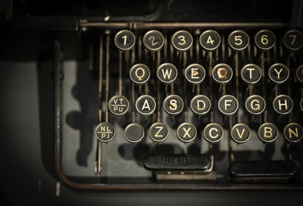 Keyboard of an old typewriter, Tändsticksmuseet match museum or match museum, Jönköping, Jönköpings