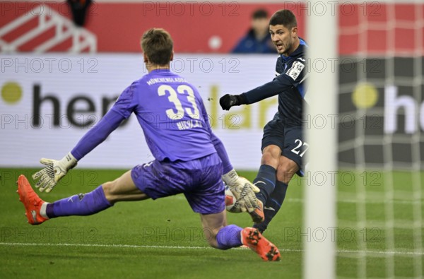 Goal kick Action Goal chance Andrej Kramaric TSG 1899 Hoffenheim (27) v Goalkeeper Moritz Nicolas