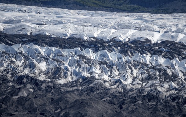 Detail, glacier ice, Seracs of the Matanuska Glacier Tongue, Lion's Head, Chugach Mountains,