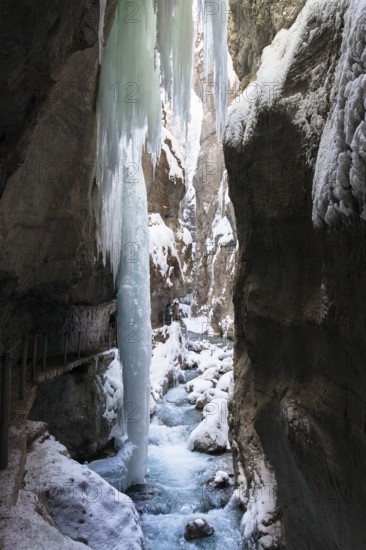 Icicles in the Partnachklamm gorge near Garmisch-Partenkirchen, Werdenfelser Land, Oberbayern,