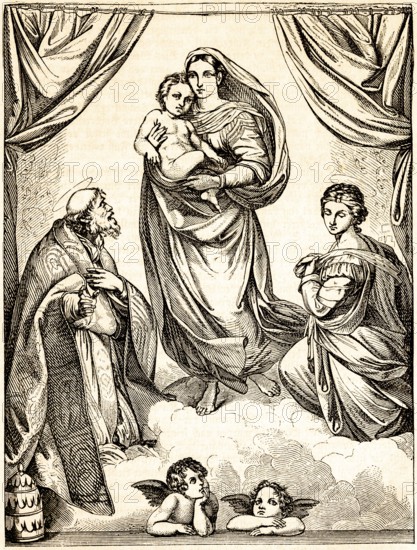 Sistine Madonna, after Raphael (1483-1520), Raffaello Sanzio da Urbino, important painter of the