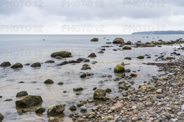 Boulders on the Baltic Sea Beach, Baltic resort Göhren, Rügen Island, Mecklenburg-Western