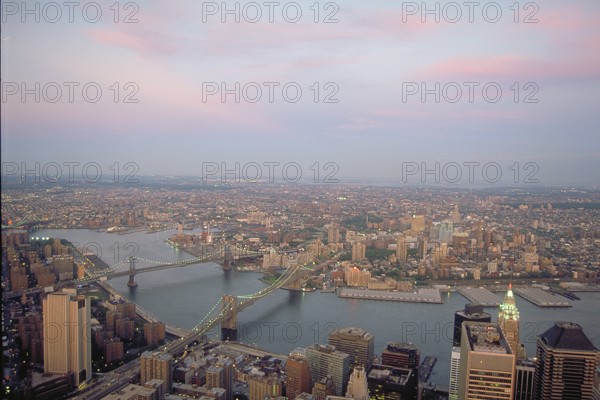 View from the World Trade Center in September 2000, of Brooklyn, Brooklyn and Manhattan Bridge and