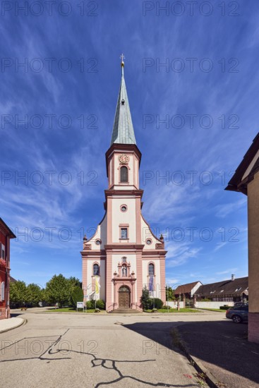 St. James church, church tower, general architecture, street, trees, blue sky, cirrus clouds,