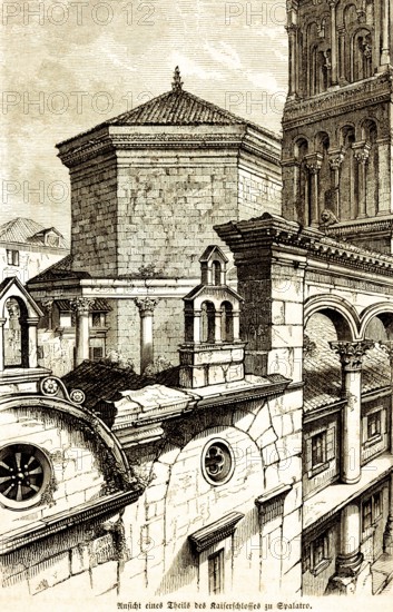 View of part of the imperial castle in Spalato, Diocletian's Palace in the city center, today