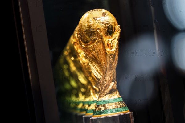 The original FIFA World Cup 2026 Trophy is showcased for visitors during the official India leg of