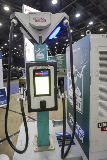 Detroit, Michigan USA - 14 January 2026 - A City of Detroit electric vehicle charging station,