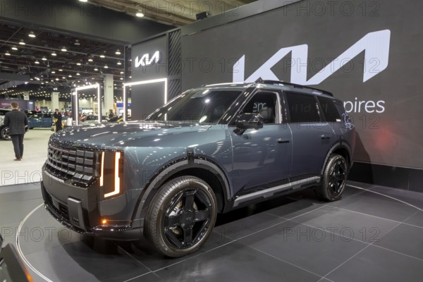 Detroit, Michigan USA - 14 January 2026 - The 2027 Kia Telluride Hybrid X-Line on display at the