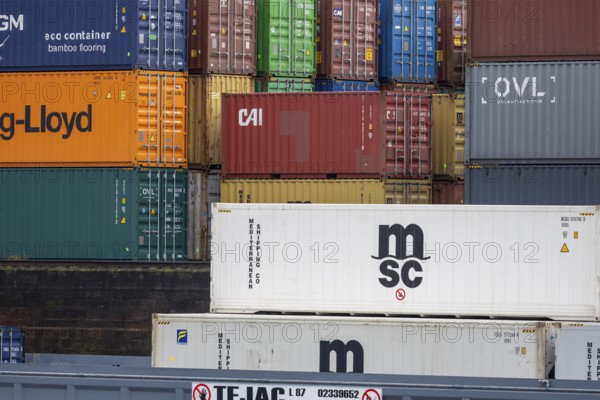 Shipping containers in the port of Mannheim. The port of Mannheim is considered one of the most