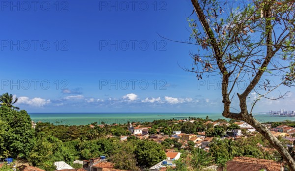 View of the historic city of Olinda in Pernambuco with the sea in the background, Olinda,