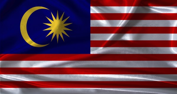 National flag of Malaysia with cloth texture. Malaysia flag with realistic texture background