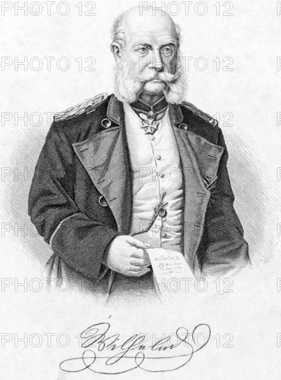 Portrait with signature of Wilhelm I (1797 Berlin - 1888 Berlin) King of Prussia and Emperor of