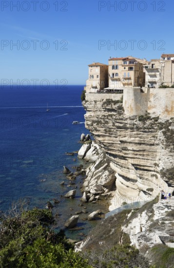 Ville haute or upper town on the Île de Fazio headland, medieval old town, Bonifacio, Corse-du-Sud