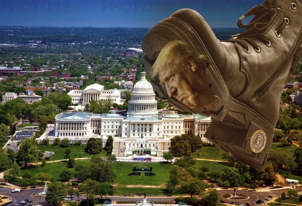 Symbolic image, Trump despises the US Parliament, autocracy, government by decree, aggression
