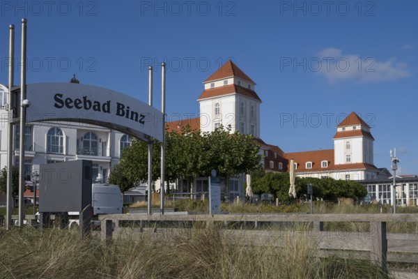 Sign Seebad Binz an der Seebrücke, spa hotel, Binz, seaside resort, Rügen island,