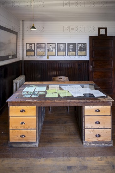 Interior view, desk in Kennicott General Manager's Office, Historic Kennecott Copper Mine, National