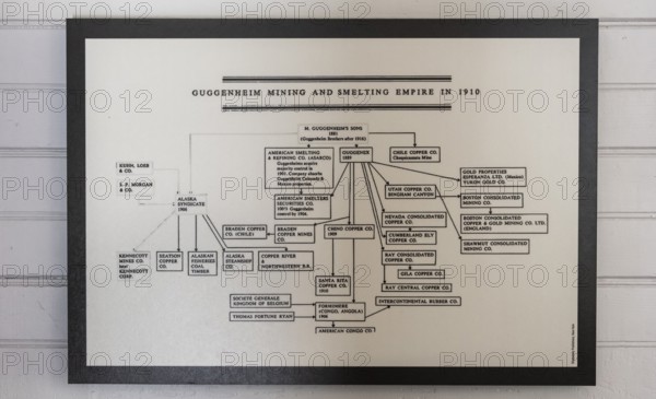 Presentation of the Guggenheim Mining and Smelting Empire company structure in 1910 with the