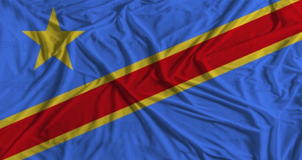 Democratic Republic of the Congo flag with fabric texture background. National flag of the