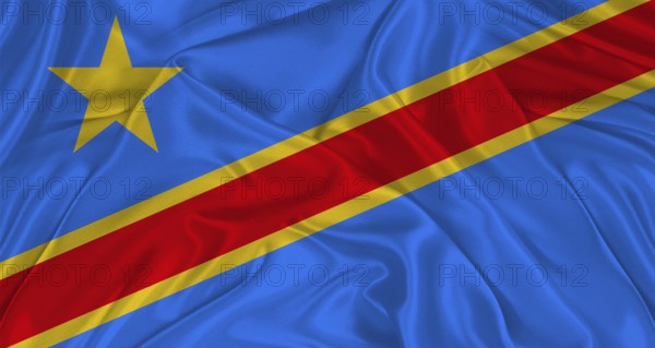Democratic Republic of the Congo flag with fabric texture. Realistic flag of the Democratic