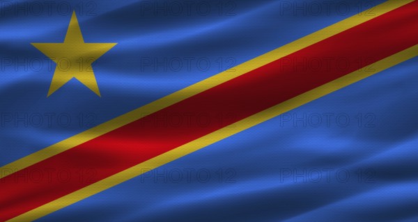 Democratic Republic of the Congo flag with fabric texture. Realistic flag of the Democratic