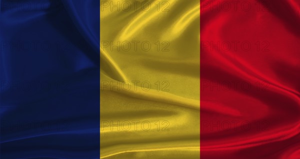 Chad flag with cloth textured background. National flag of Chad with realistic texture