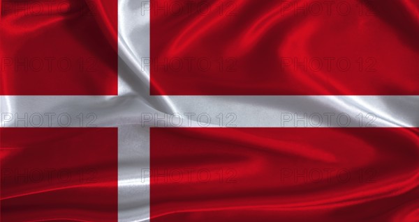 Denmark flag with cloth textured background. National flag of Denmark with realistic texture