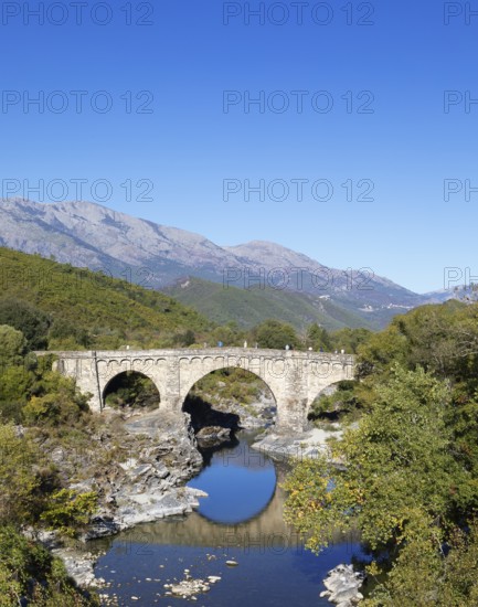 Genoese bridge Ponte au Larice d'Altiani, Corte Arrondissement, Haute-Corse Department, Corsica,