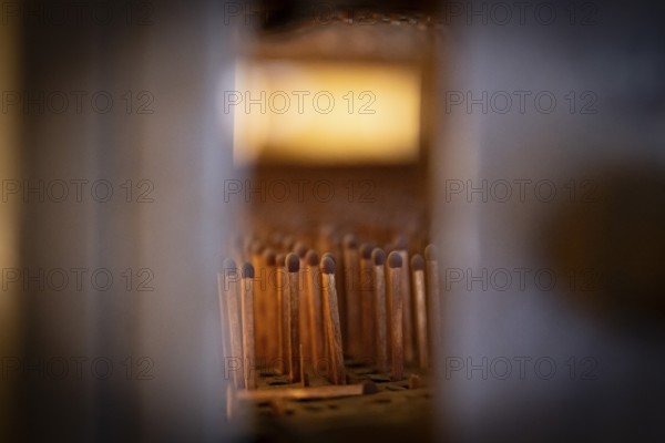 Detail historical machine for making matches, Tändsticksmuseet match museum or match museum,
