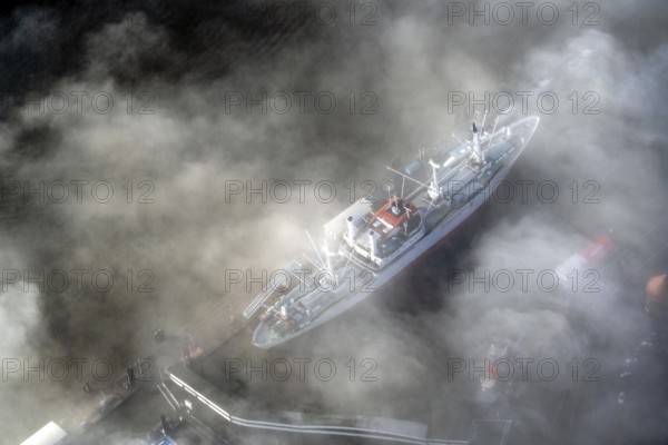 Cap San Diego under clouds, museum to touch, white swan of the South Atlantic, cargo ships, museum,