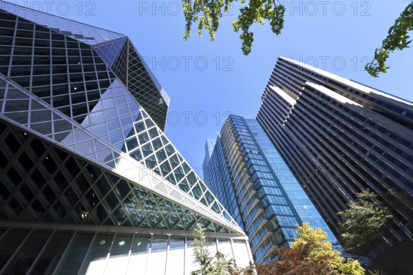 USA, Seattle financial and business district skyline in city downtown